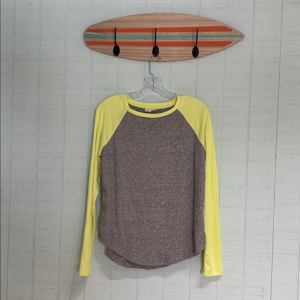 Neon Yellow and Gray Raglan Knit Shirt